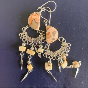 Orange and silver earrings